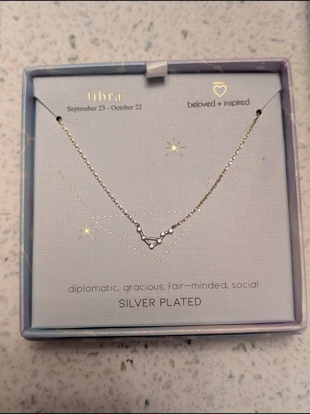Libra Silver-Plated Constellation Necklace Gift Boxed